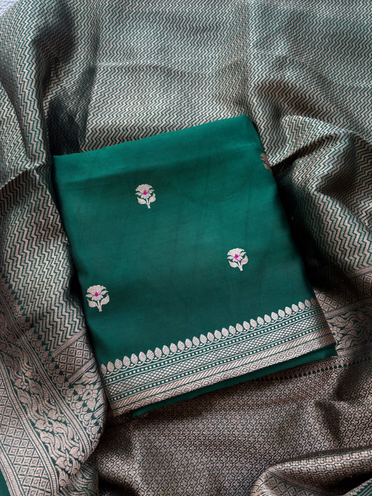 Green mango silk with brocade silk dupatta