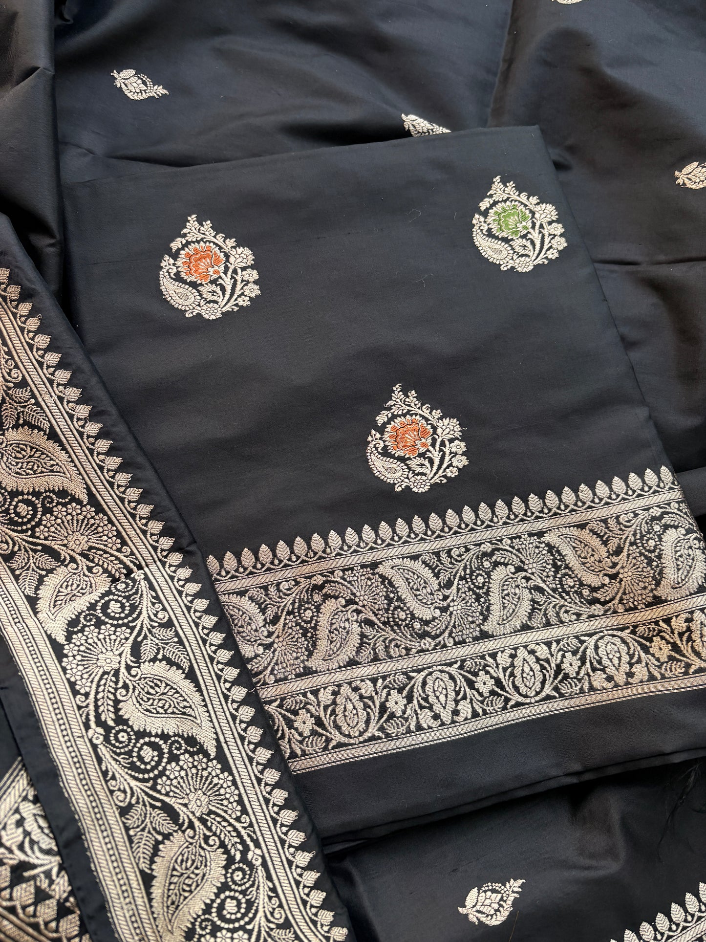 Black Katan by katan silk meenadar suit set