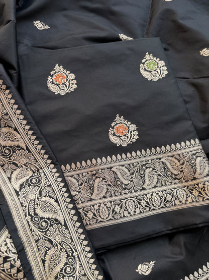 Black Katan by katan silk meenadar suit set