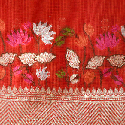 Red handloom Kota Doria meenadar suit set