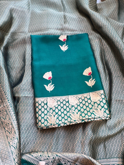 Green mango silk kurta , with brocade dupatta