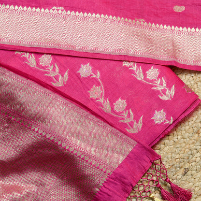Pink cotton handwoven suit set