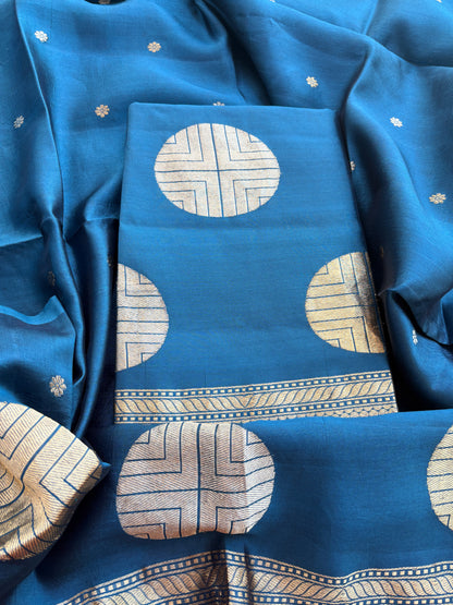 Blue circle design kadhwa suit set