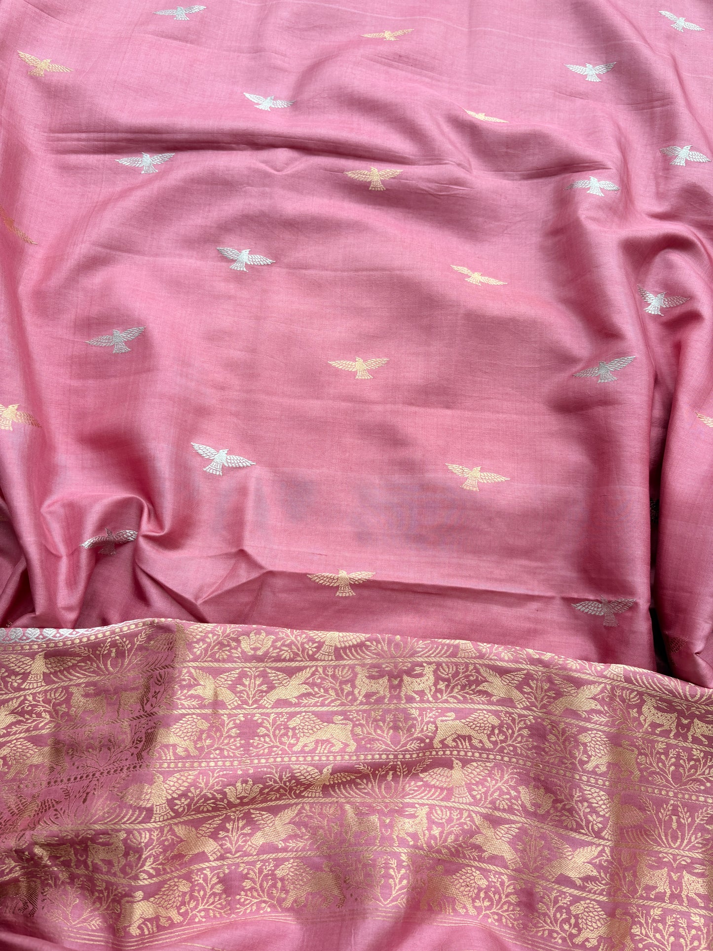 Peach mango silk kadhwa suit set