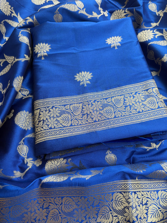 Blue premium silk 3 piece suit set