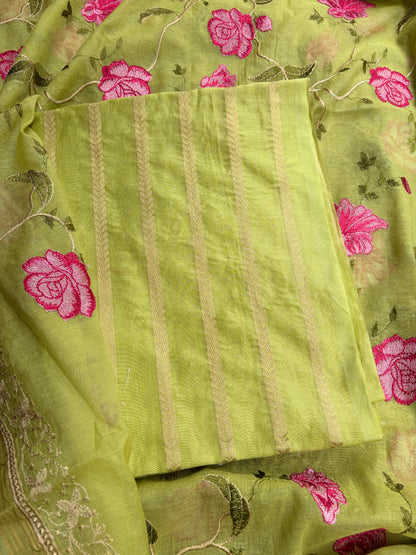 Green premium Banarasi suit set