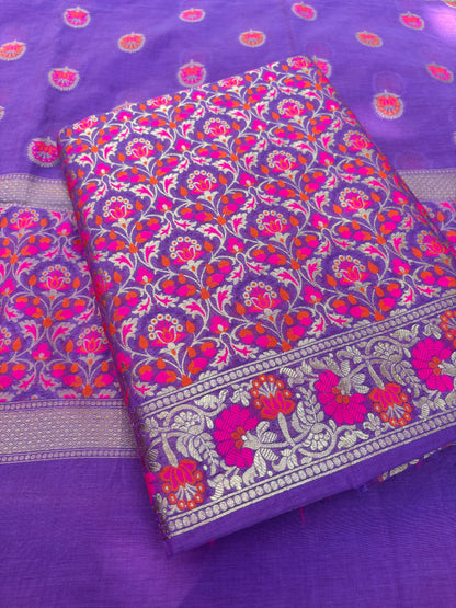 Purple meenadar Chanderi full jaal suit set