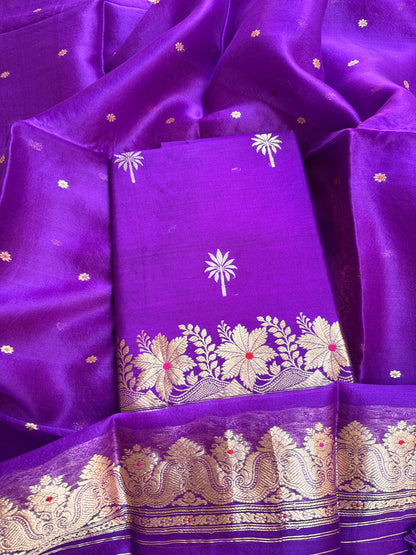 Purple Chiniya kadhwa silk suit set
