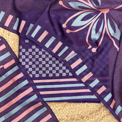Purple Chanderi abstract weave suit set