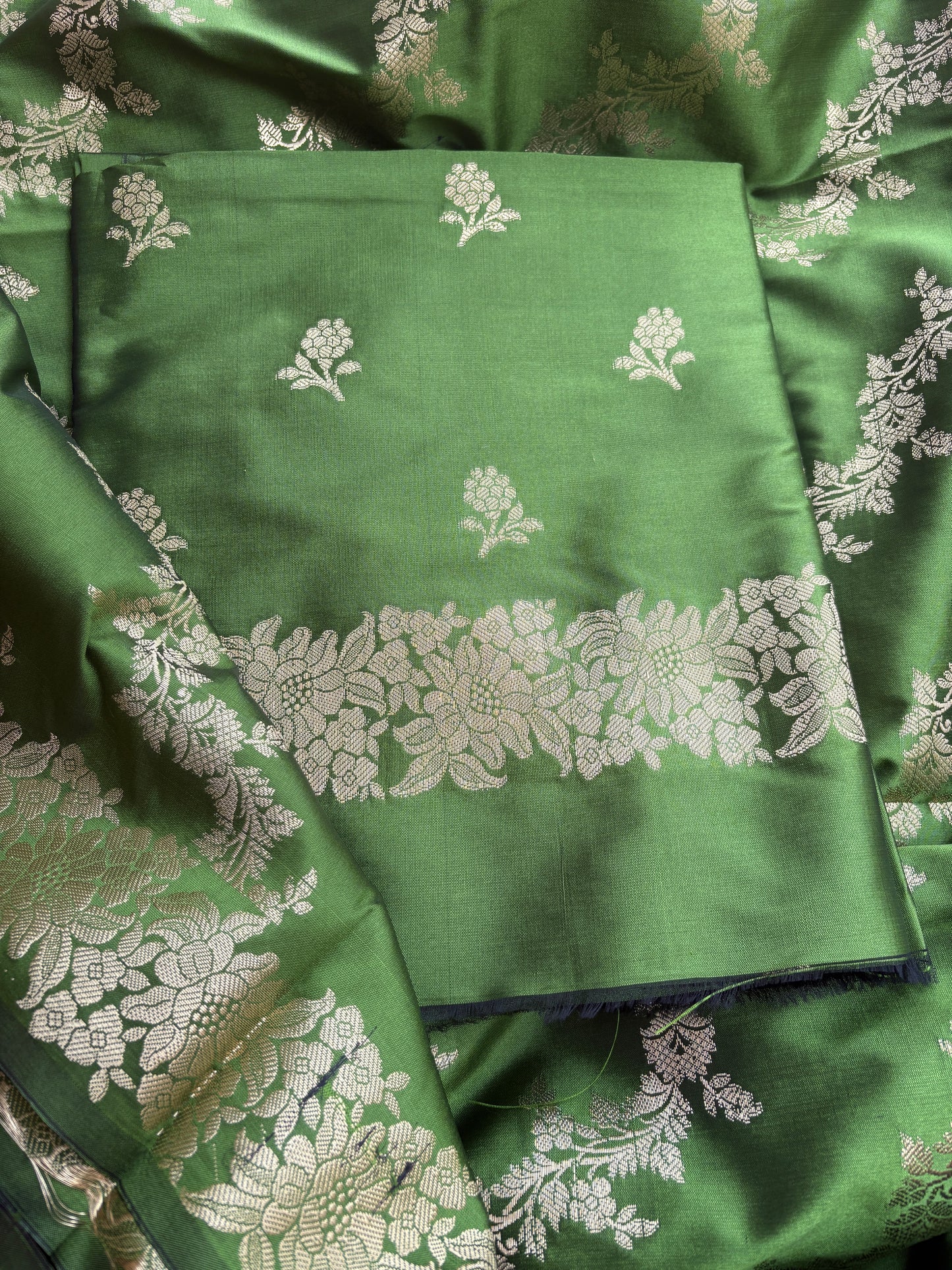 Green premium silk 3 piece suit set