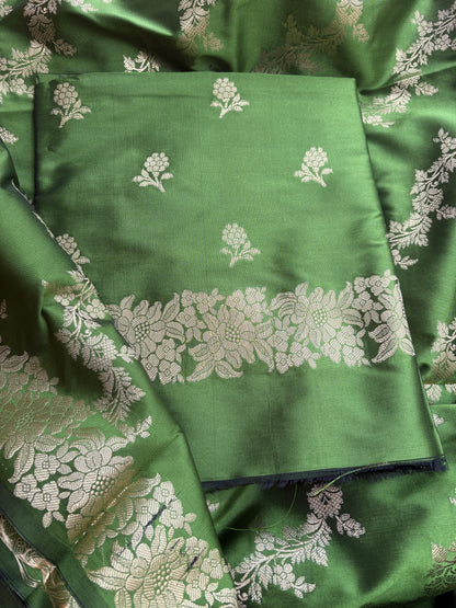 Green premium silk 3 piece suit set