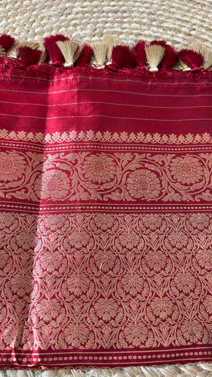 Red katan silk kadhwa Jaal dupatta