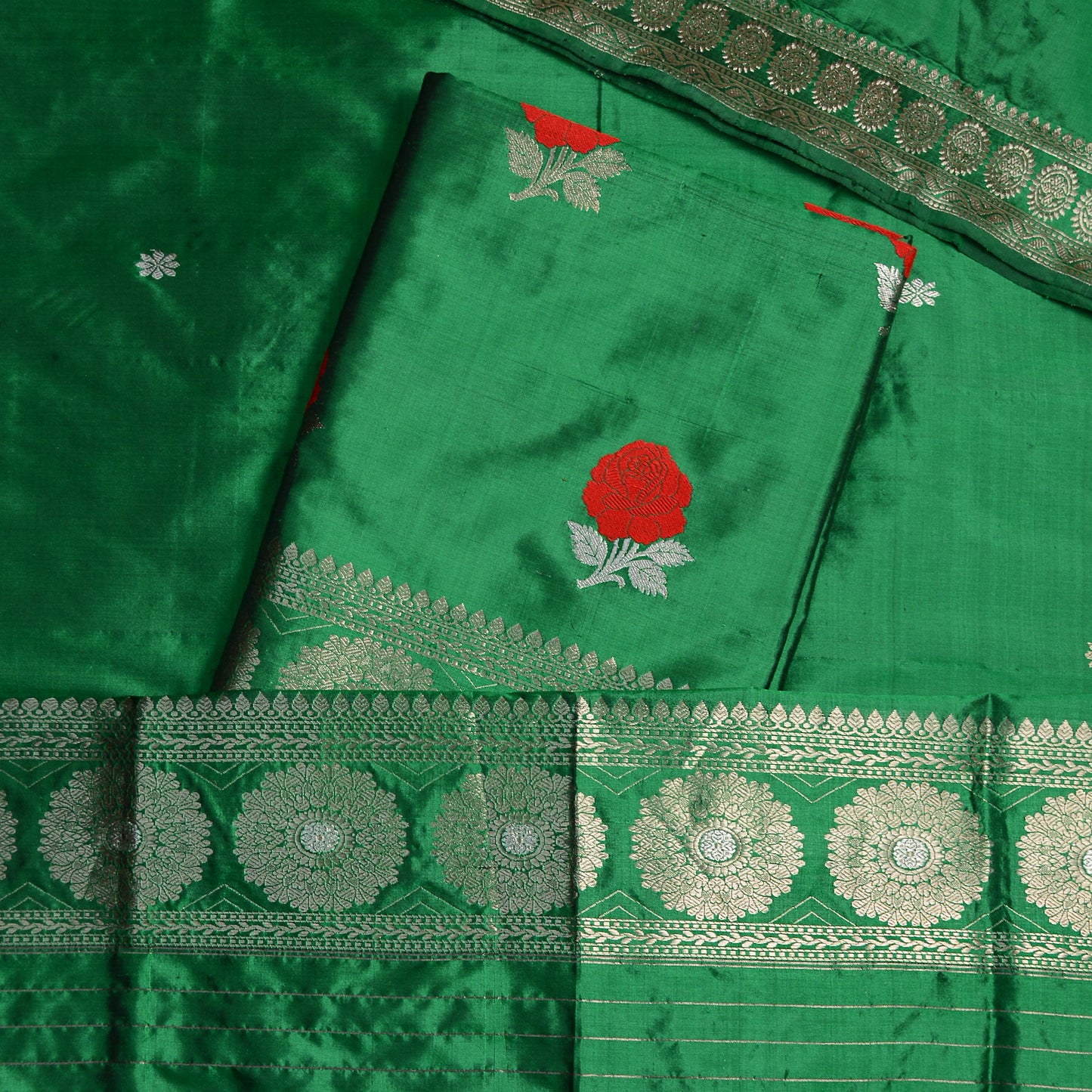 Green katan by katan silk suit set