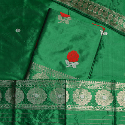 Green katan by katan silk suit set