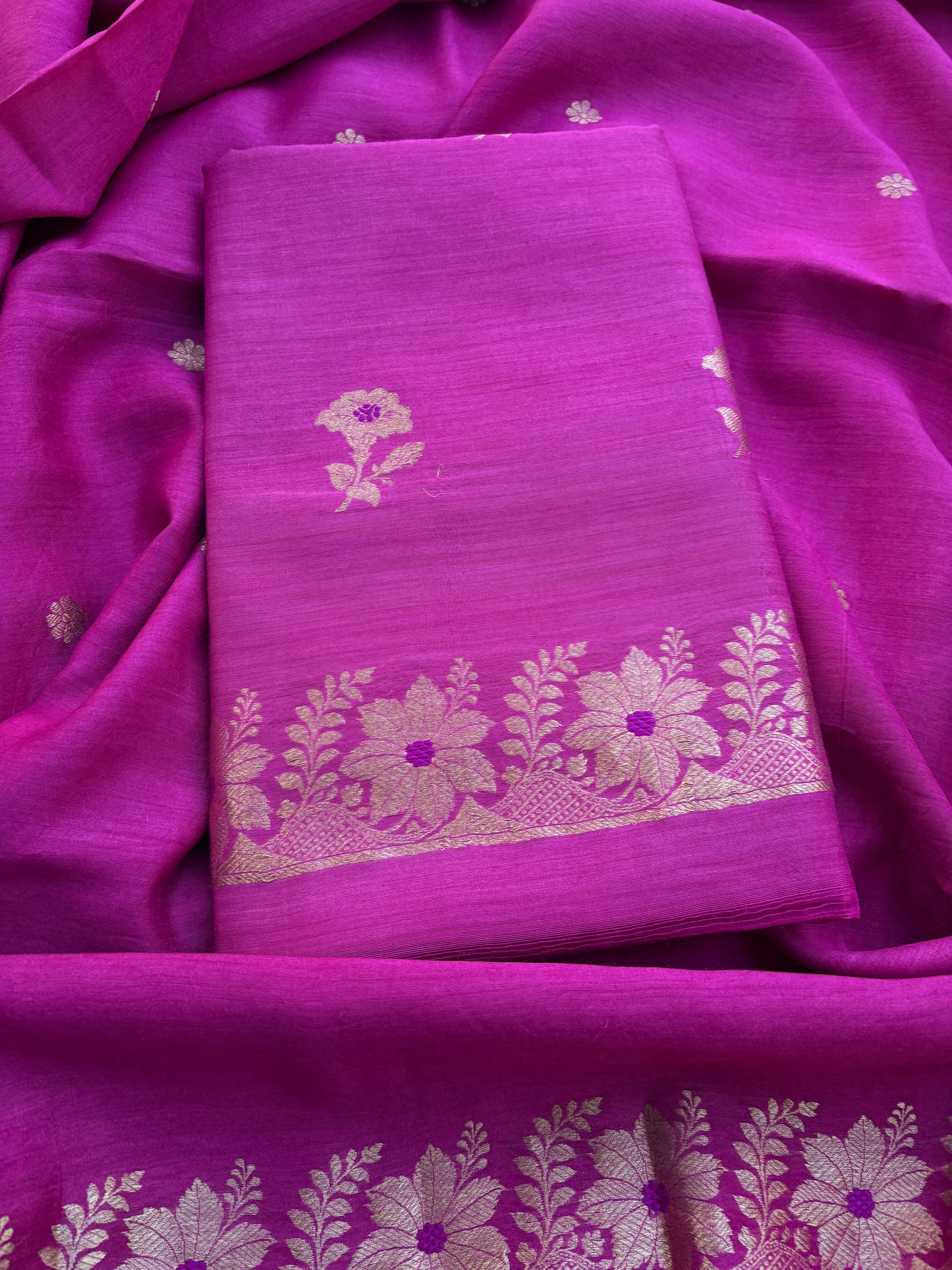 Pink moonga silk kadhwa suit set