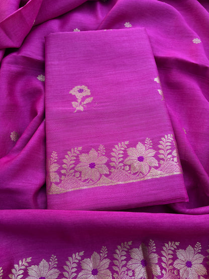 Pink moonga silk kadhwa suit set
