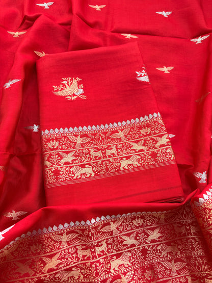 Red raw mango silk suit set
