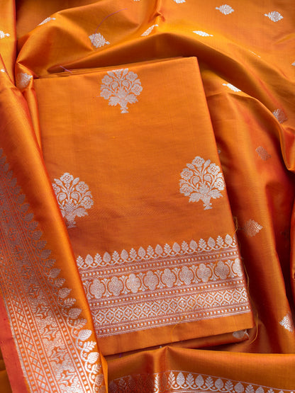 Orange katan by katan silk kadhwa suit set