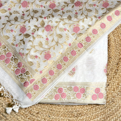 Off white Chanderi full jaal suit set