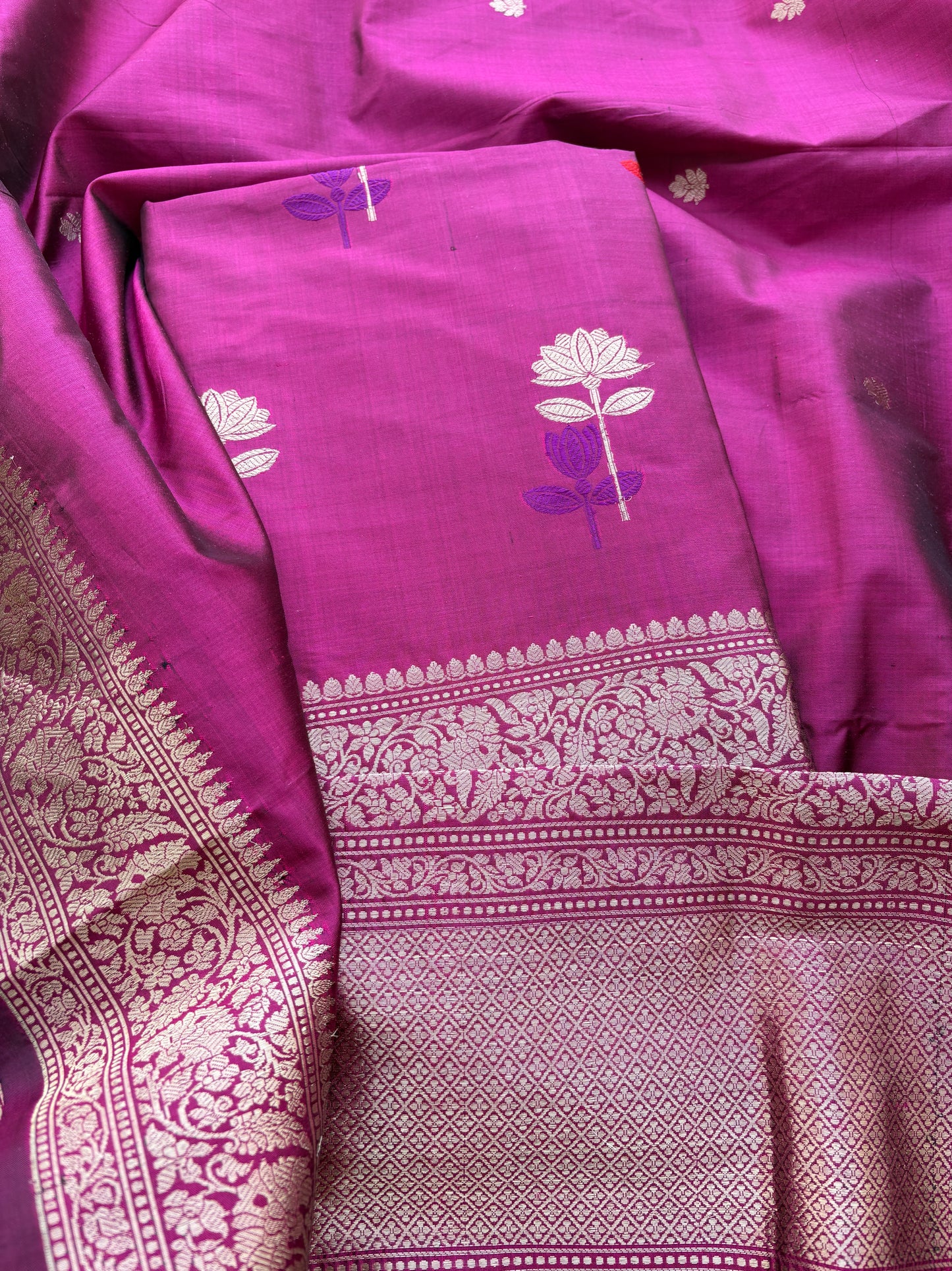 Magenta katan by katan silk suit set