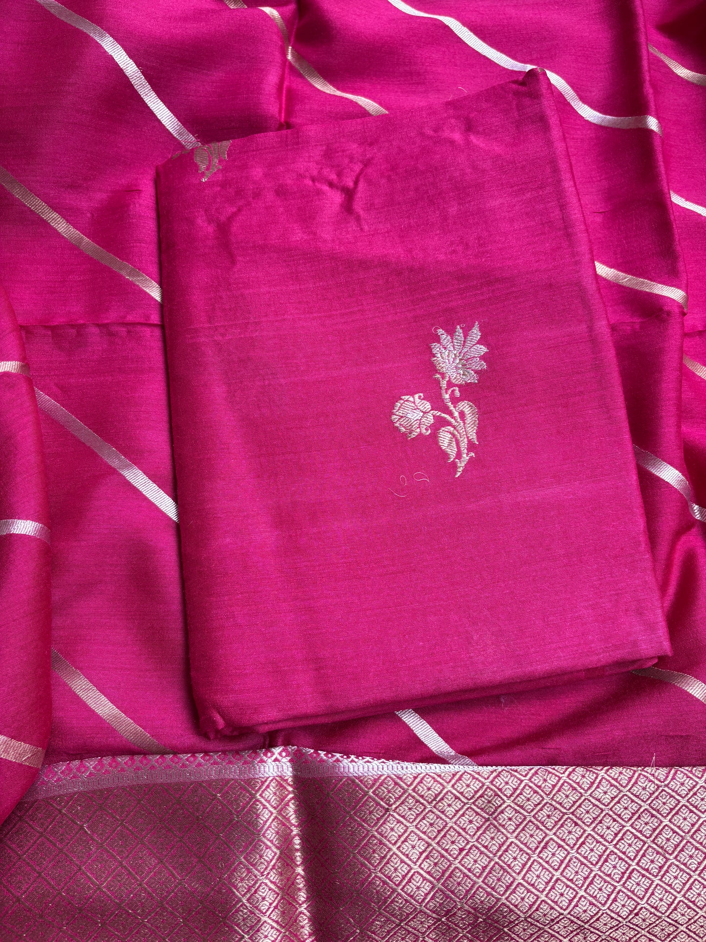 Pink moonga silk suit set