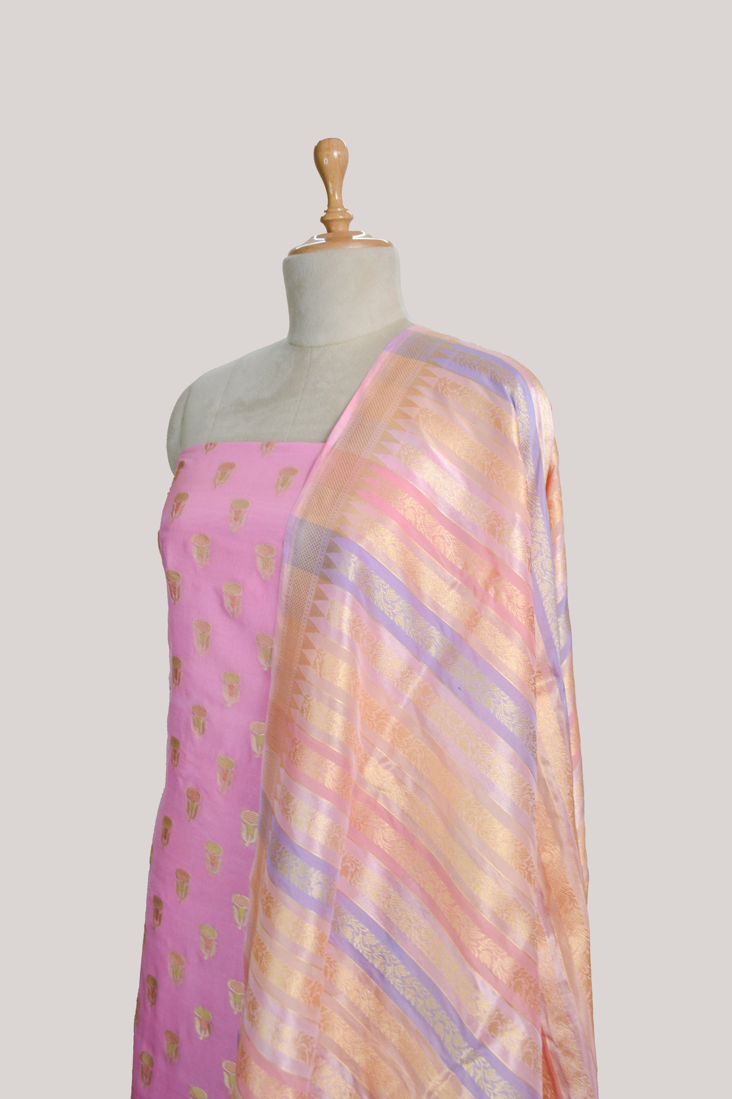 Pink kora Katan 3 piece suit set