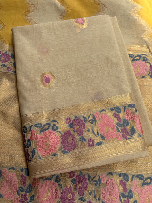Khadi color Chanderi cotton meenadar suit set