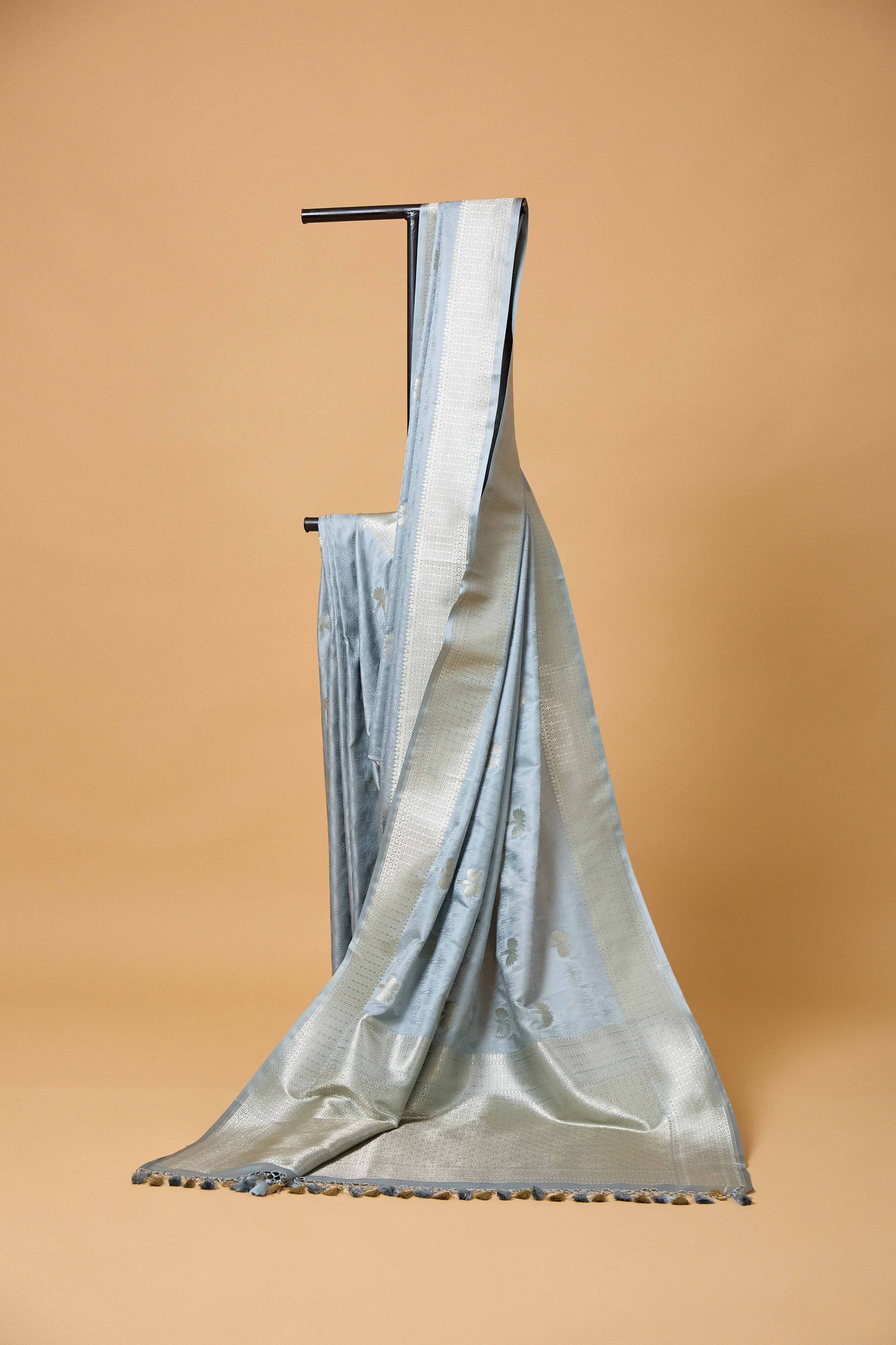 Ice Blue Tenchui Weave Mashru Silk Saree