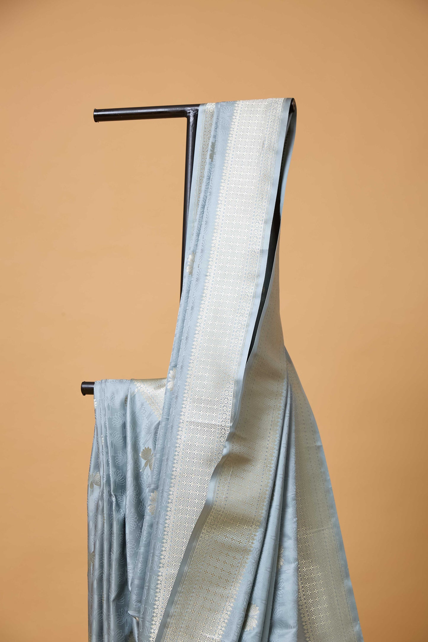 Ice Blue Tenchui Weave Mashru Silk Saree