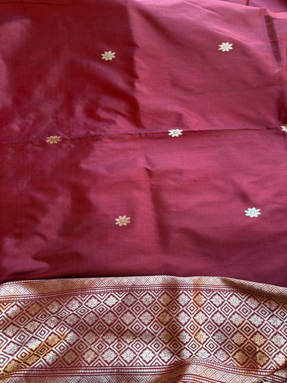 Maroon katan by katan kadhwa silk suit