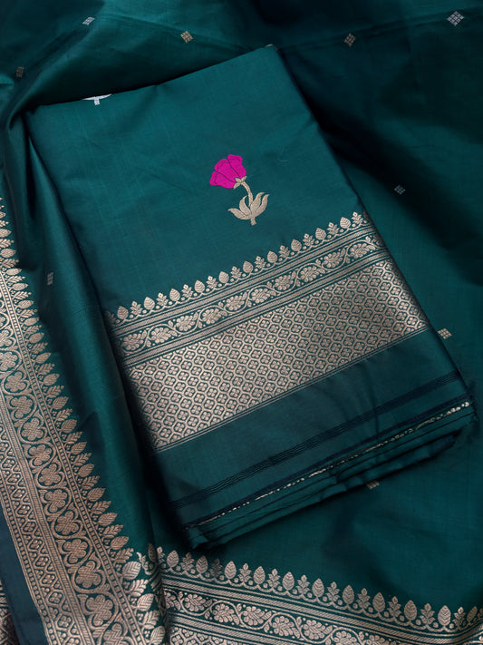 Green Katan by Kayan silk kadhwa suit set