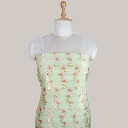 Pista green with baby pink dupatta pure cotton suit set