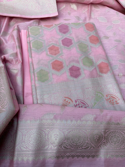 Pink cotton rangkat suit set