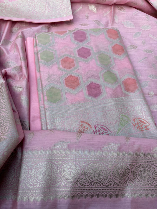 Pink cotton rangkat suit set