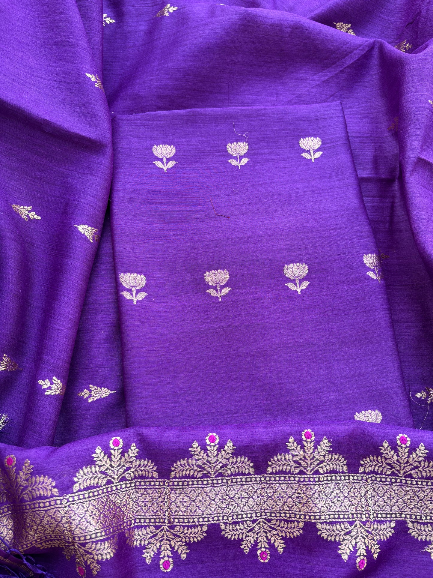 Purple moonga silk 3 piece suit set