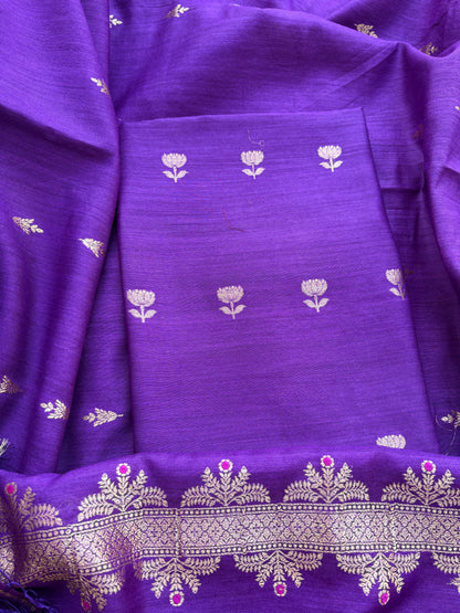 Purple moonga silk 3 piece suit set
