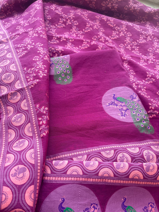Purple Chanderi peacock Resham jaal suit set(84)