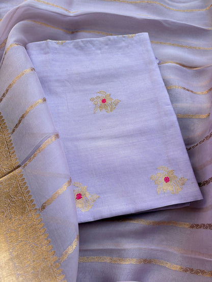 Lavender Chiniya silk 3 piece suit set