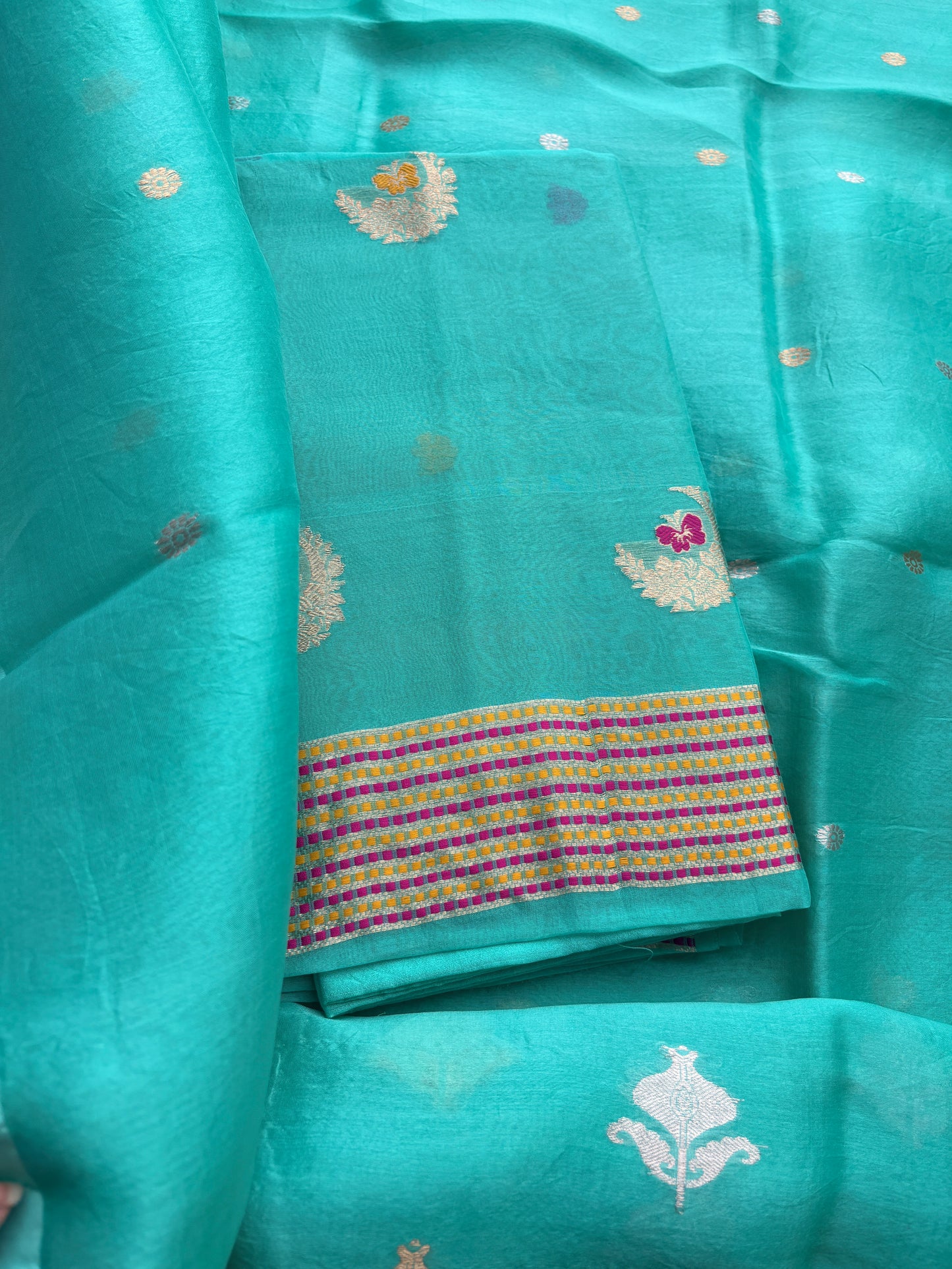 Blue Chiniya kora suit set