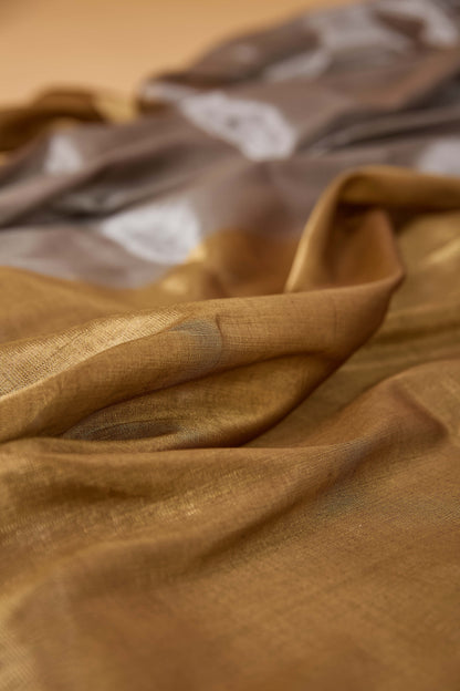 Golden silver pure handloom tissue saree