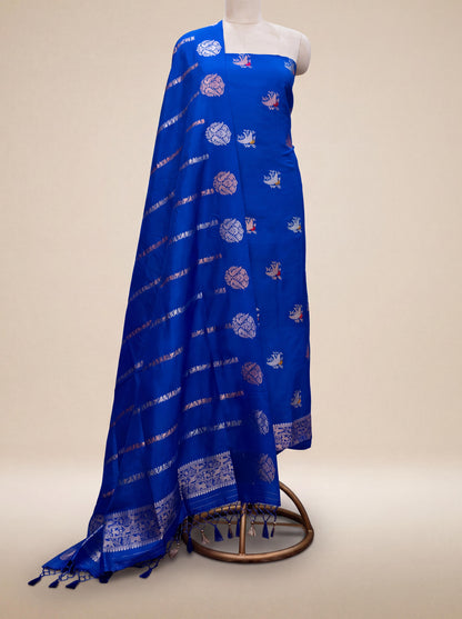 Blue katan silk dyeable kadhwa fabric