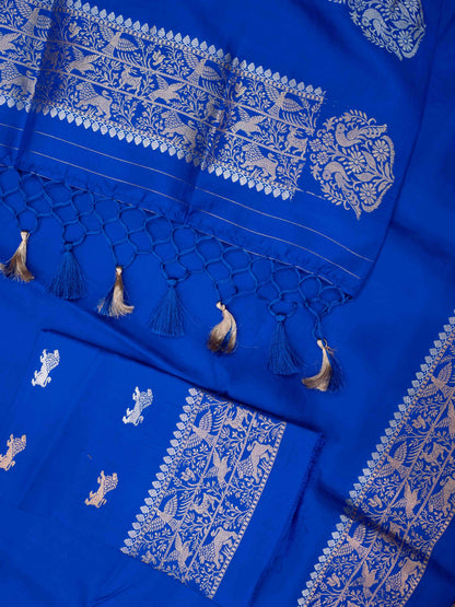Blue katan silk dyeable kadhwa fabric