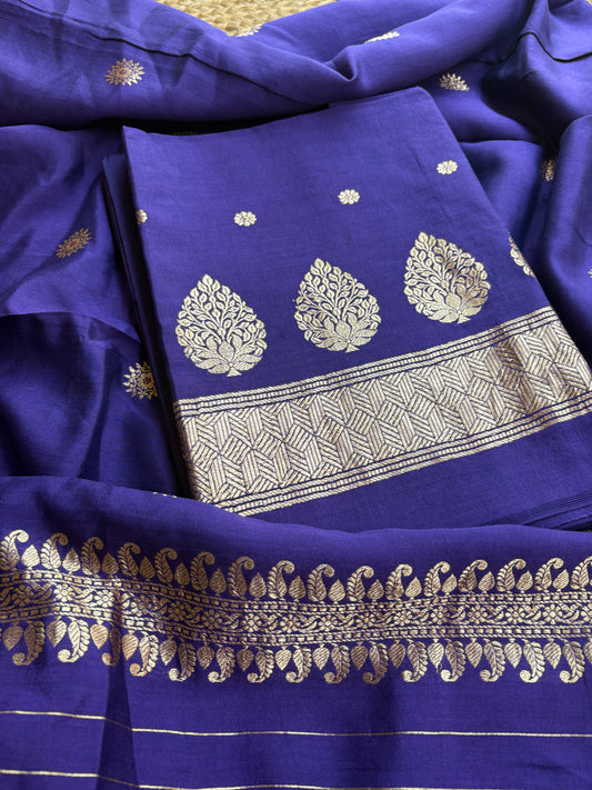Purple Chiniya silk 3 piece suit set