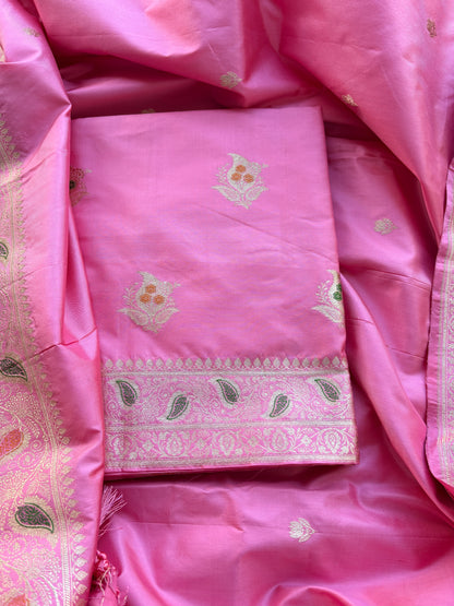 Pink katan by katan silk meenadar kadhwa suit set