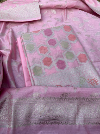 Pink cotton rangkat suit set
