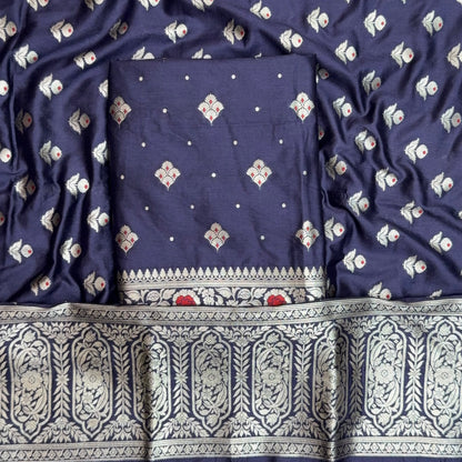 Blue mulberry silk suit set
