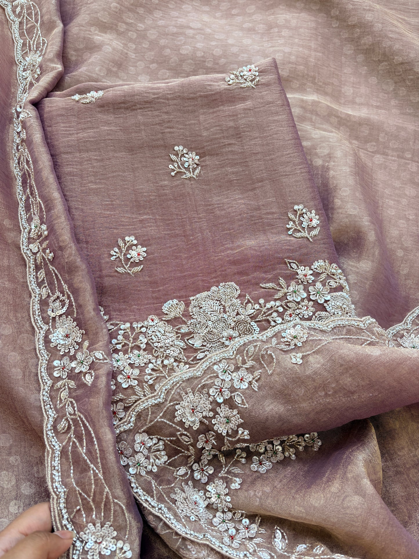 Pink handwork exclusive embroidered suit set