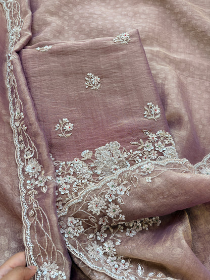 Pink handwork exclusive embroidered suit set