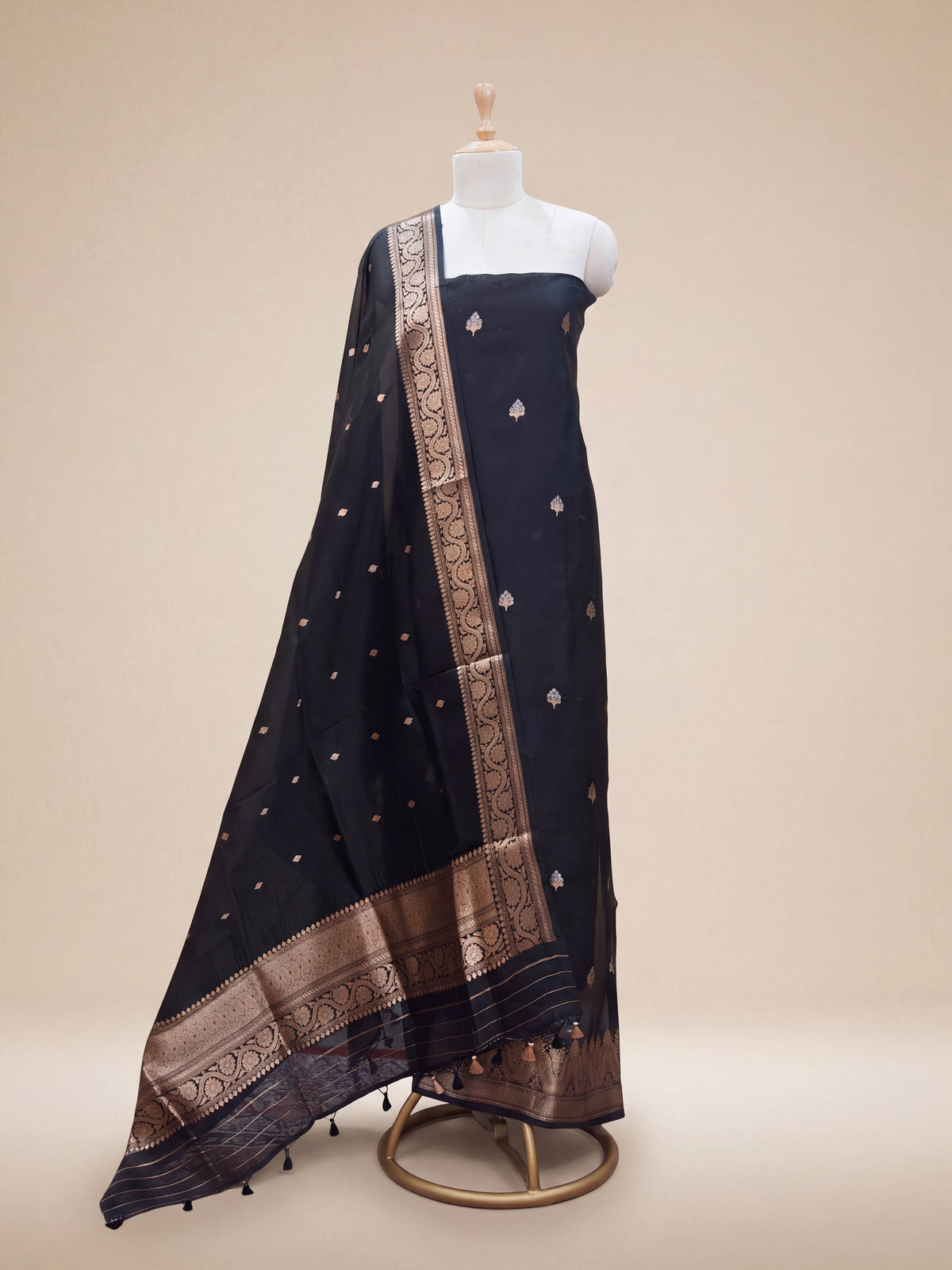 Black mango silk suit set
