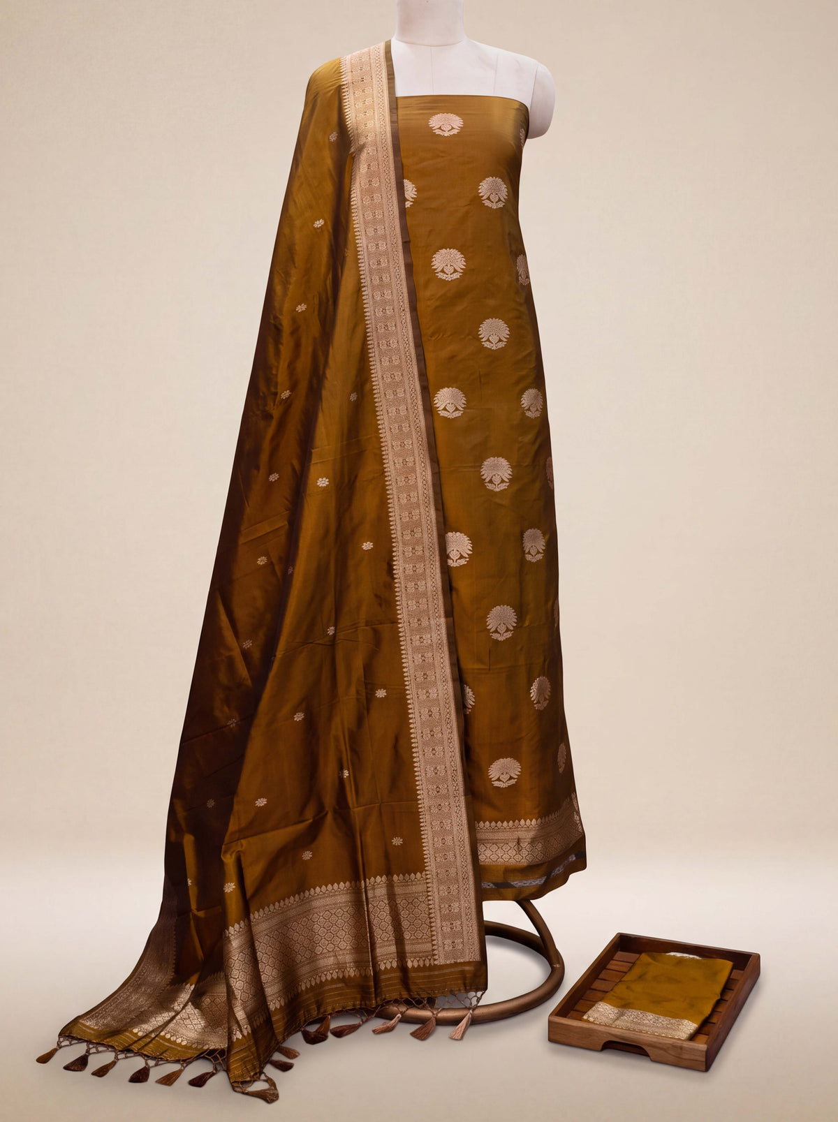 Gold katan by katan silk suit set